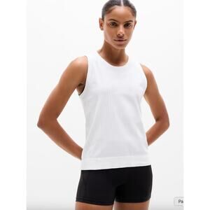 Athleta Tank Top Womens Large White In Motion Seamless Perforated UPF 40+